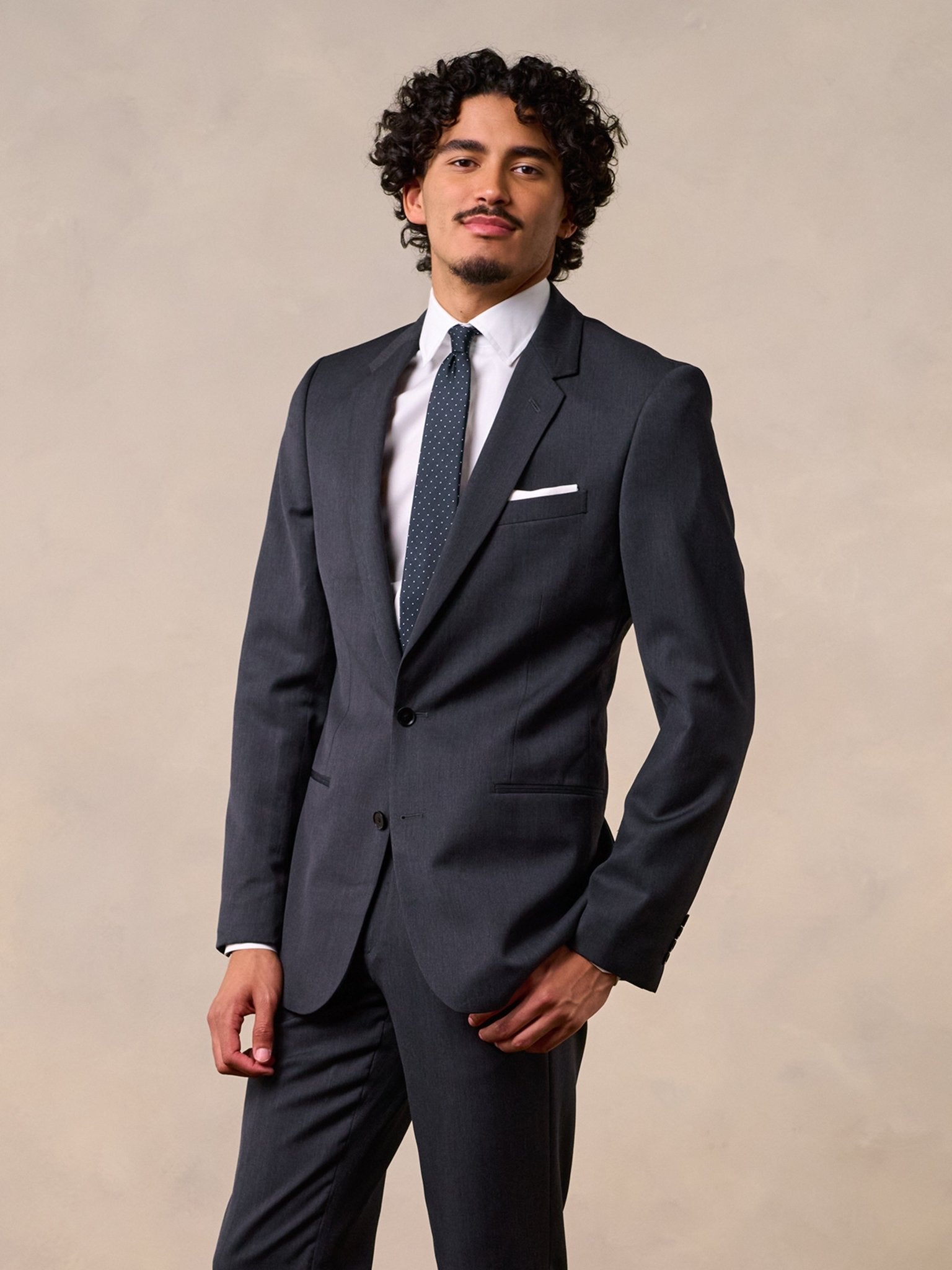 The Black Tux Charcoal Suit Jacket In Grey/Black | Size: 46