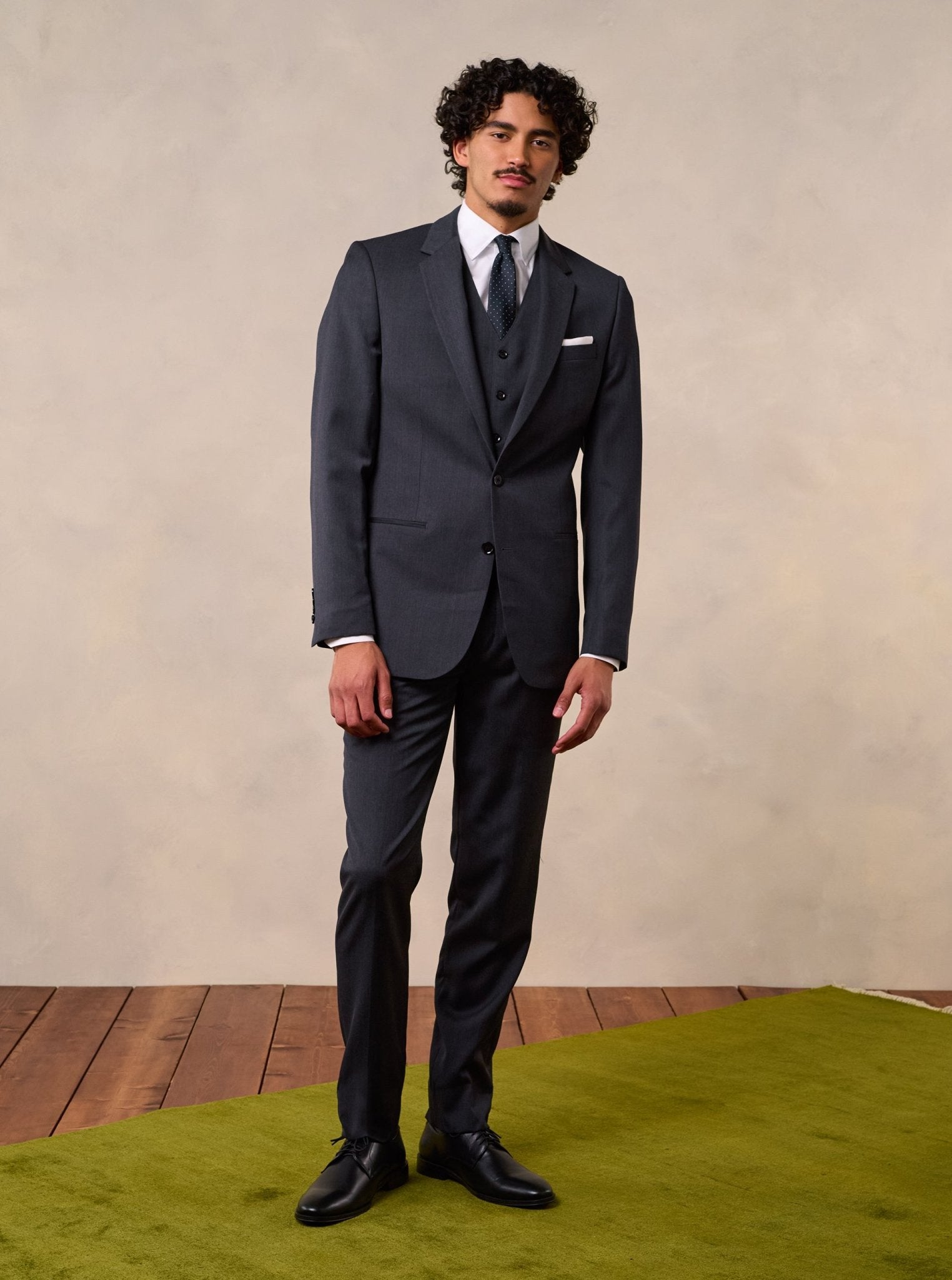 The Black Tux Charcoal Suit Jacket In Grey/Black | Size: 46