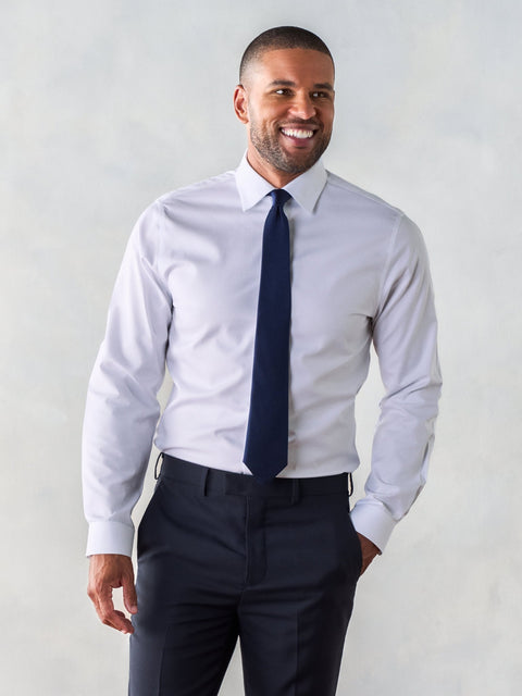 The Black Tux Cotton Dress Shirt-Slim In White | Size: 17.5 The Black Tux Cotton Dress Shirt-Slim In White | Size: 17.5