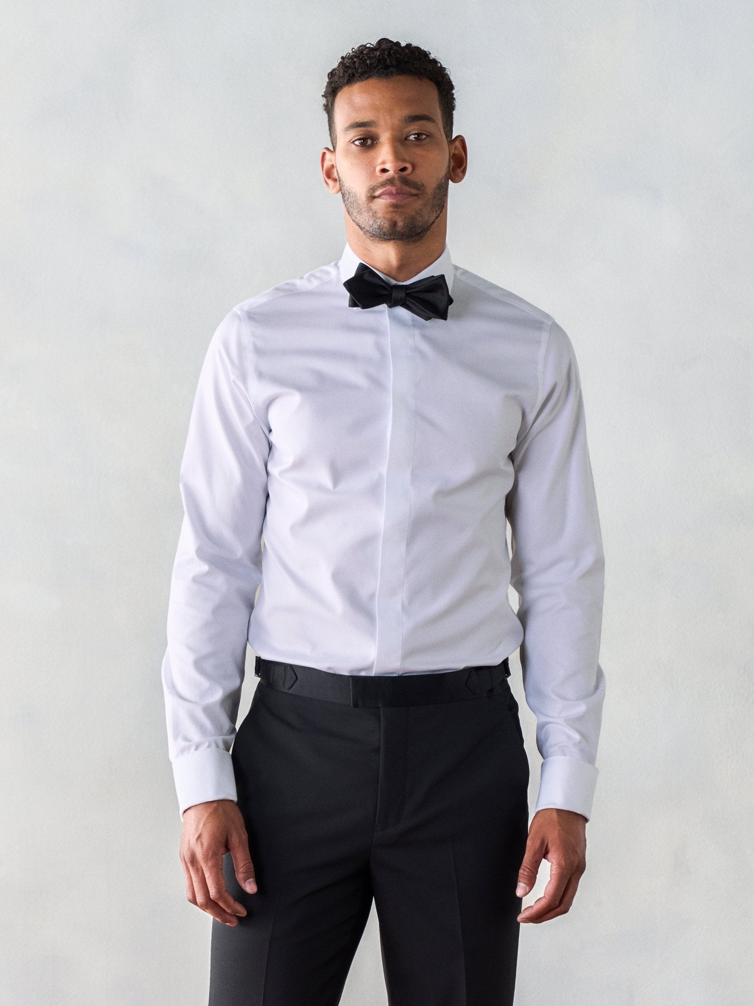 Slim Fit Cotton Dress Shirt with Fly-Front | The Black Tux Slim Fit Cotton Dress Shirt with Fly-Front | The Black Tux