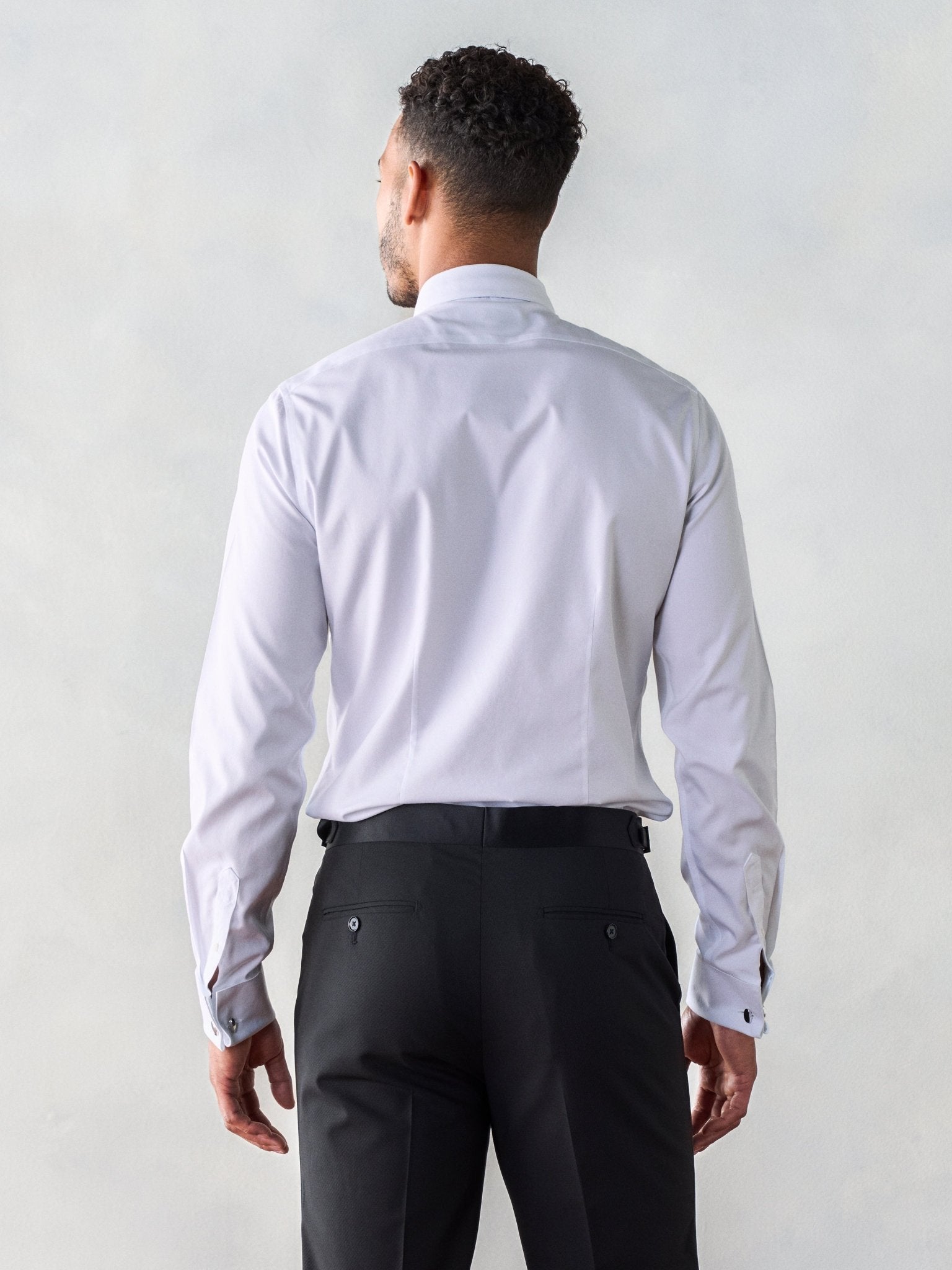 white christmas dresses White Pleated Wing Collar & Fly Front Dress Shirt main image 1