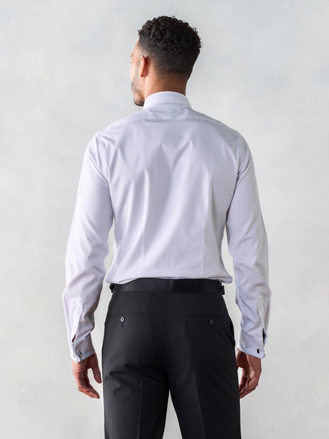 The Black Tux Cotton Fly-Front Dress Shirt-Slim In White | Size: 15 The Black Tux Cotton Fly-Front Dress Shirt-Slim In White | Size: 15