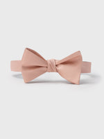 Light pink bow tie with a smooth finish and adjustable strap.