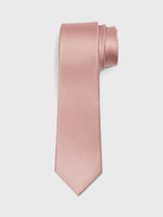 Light pink tie with a textured pattern, rolled at the top.