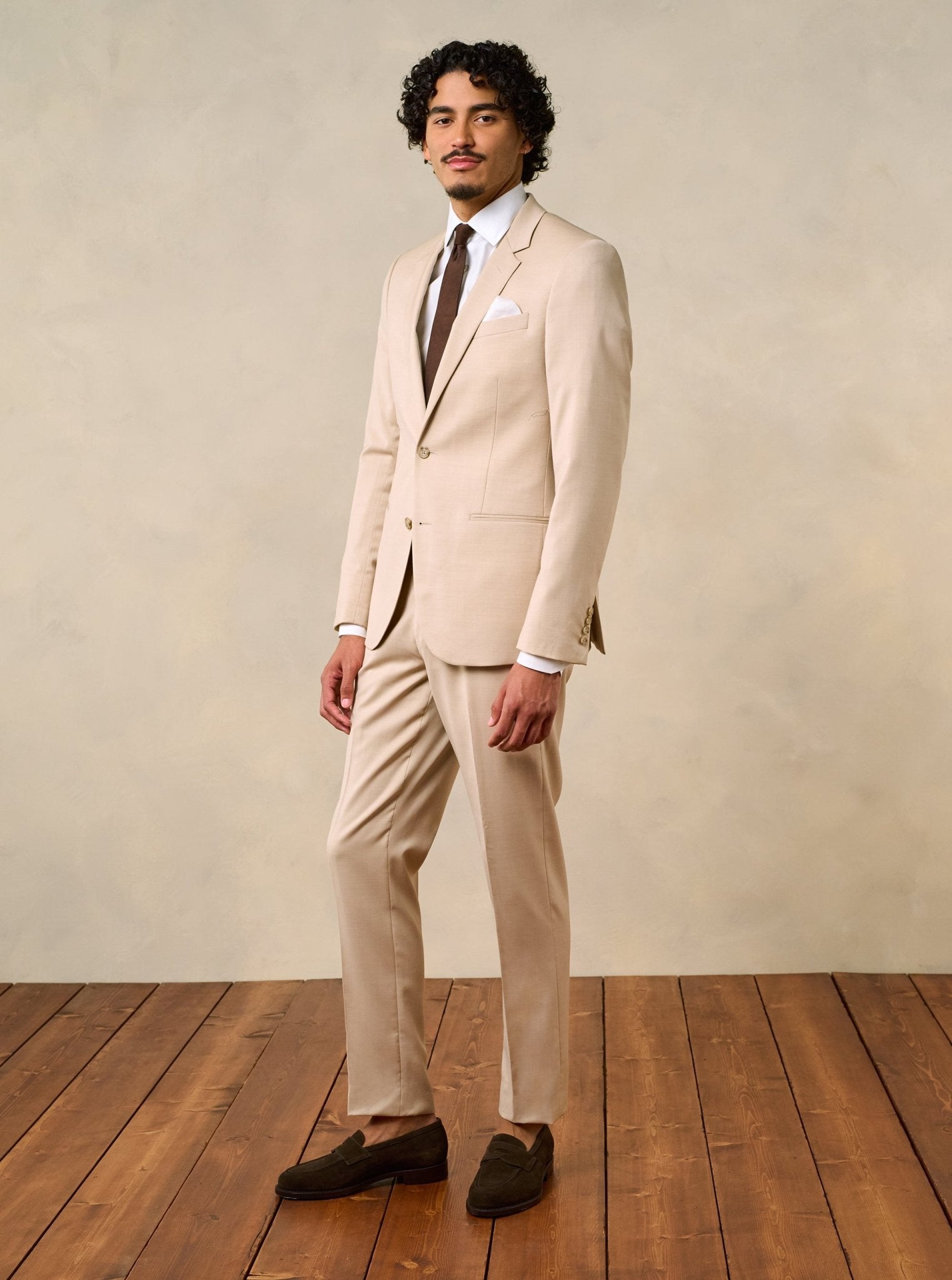 brown dress jacket mens Beige Suit Jacket | Merino Wool Formal Wear