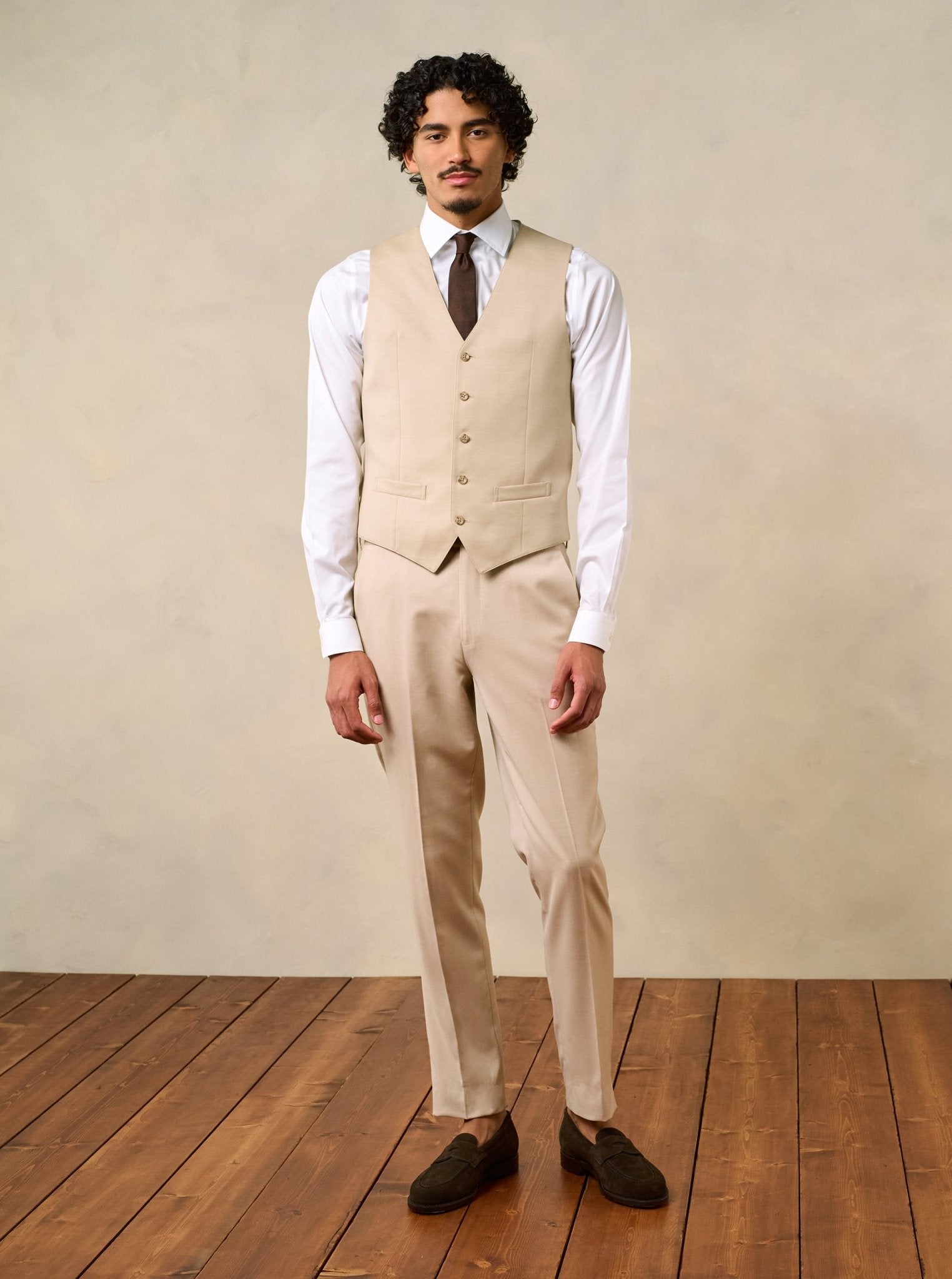 The Black Tux Essential Suit Pants-Slim In Beige | Size: 30/34