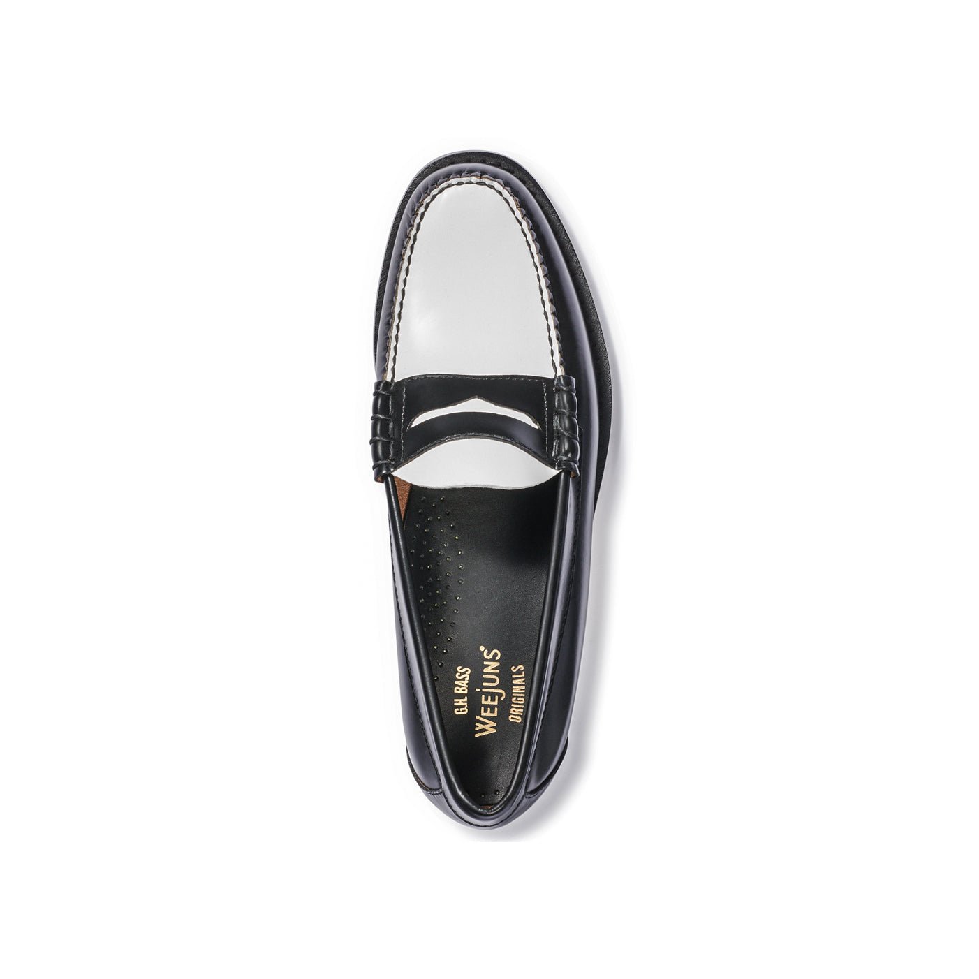 G.H.Bass Larson Weejuns Black and White Loafers - The Black Tux