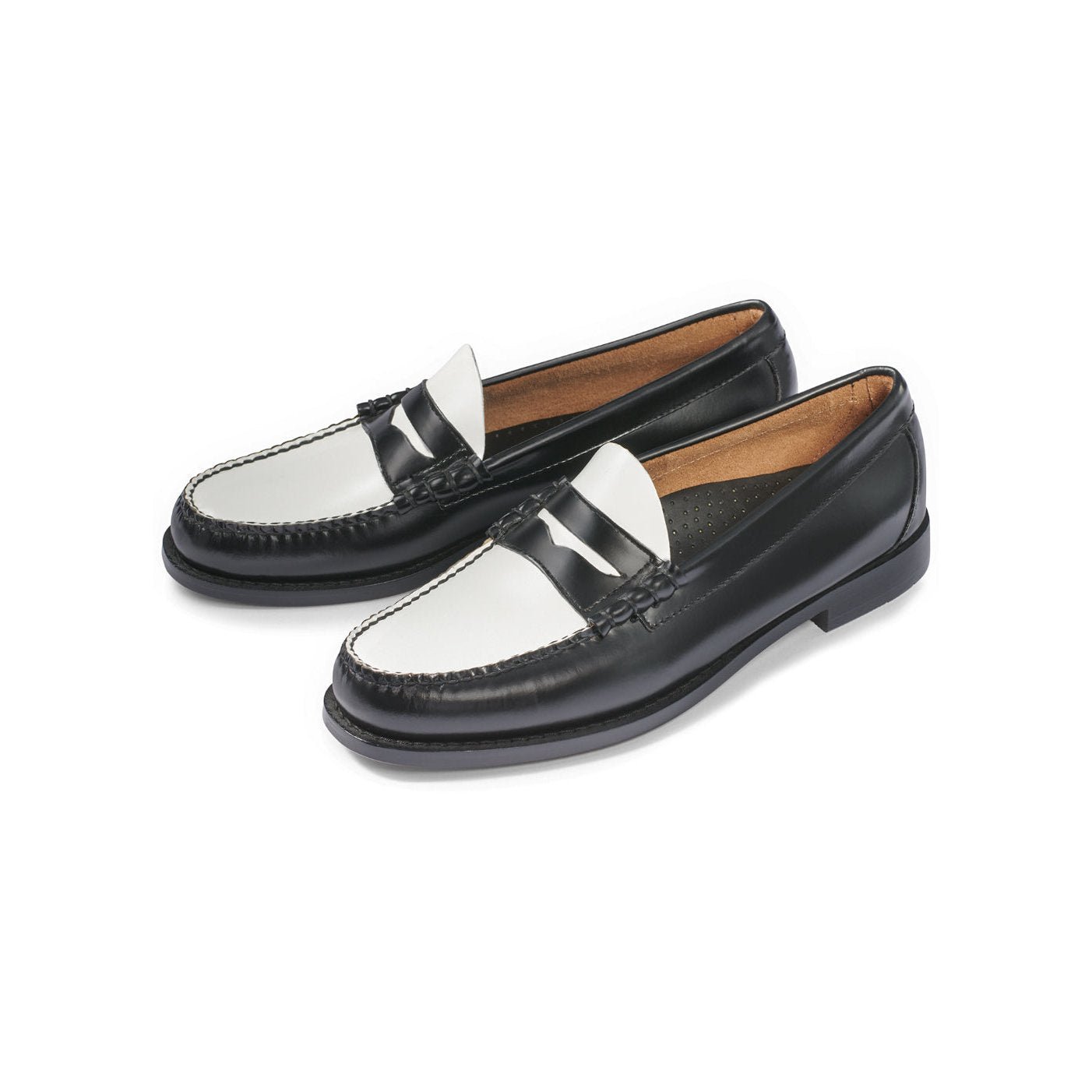 G.H.Bass Larson Weejuns Black and White Loafers - The Black Tux