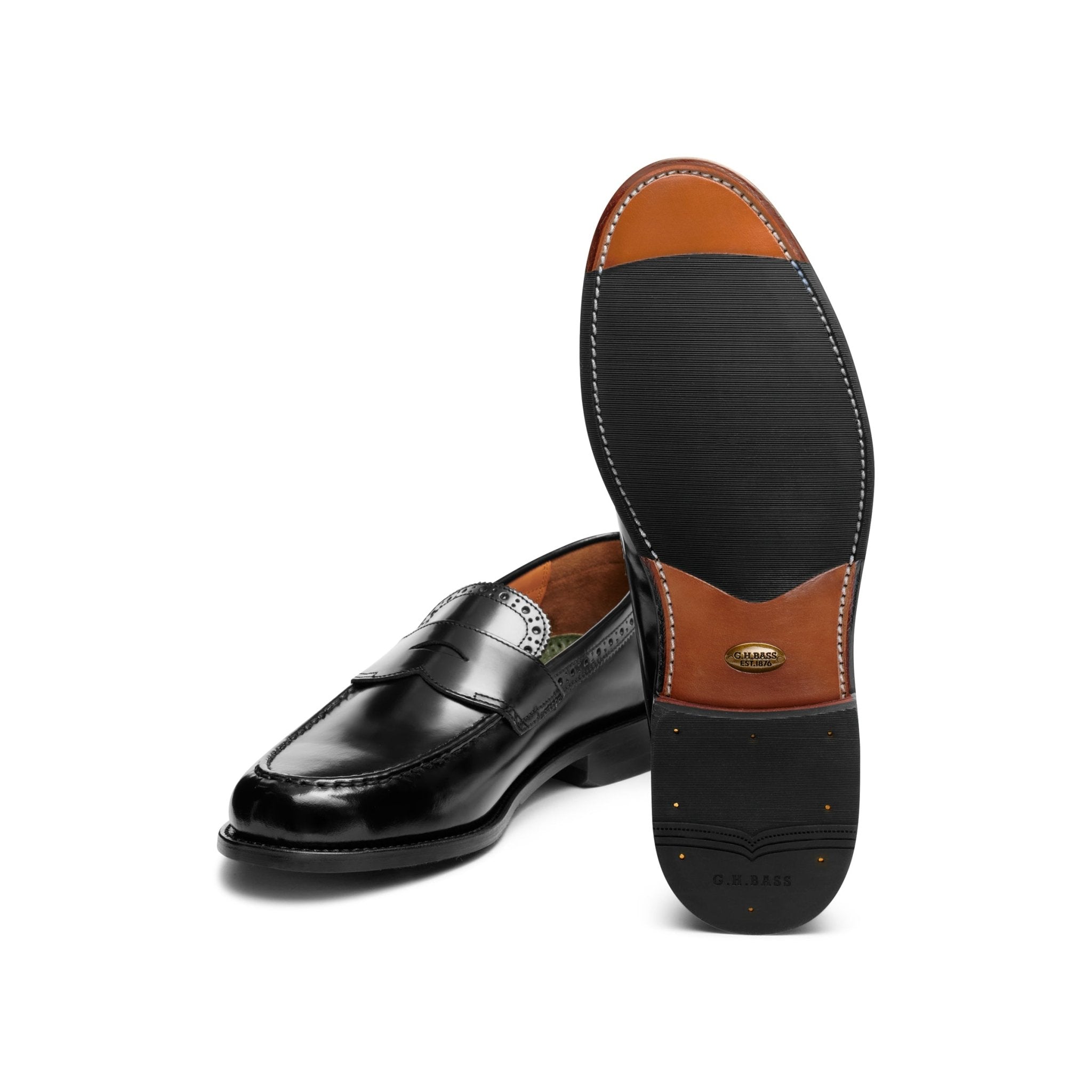 G.H.Bass Monogram Black Loafers - The Black Tux