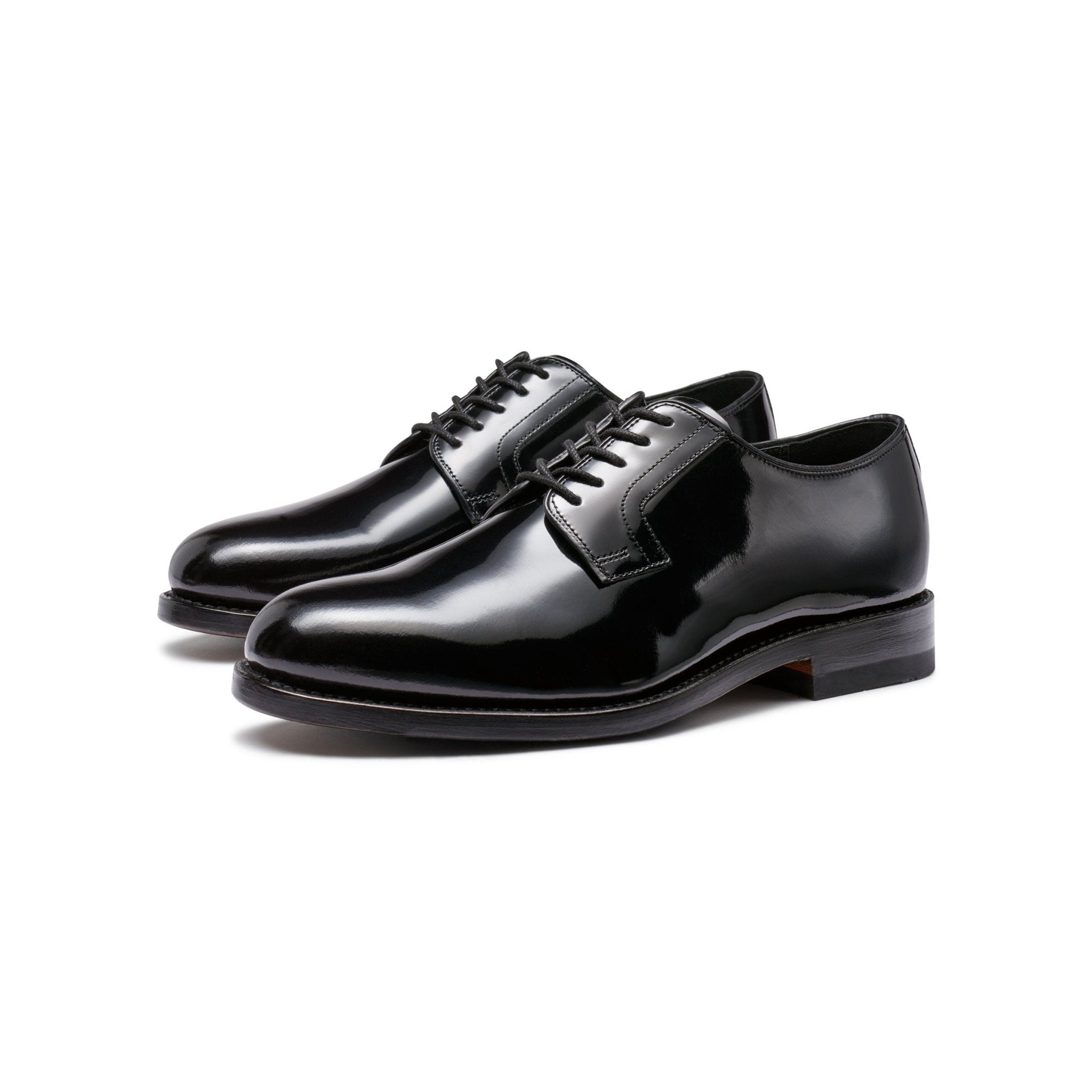 The Black Tux G.H.Bass Monogram Derby Patent Shoes In Black | Size: 11.5
