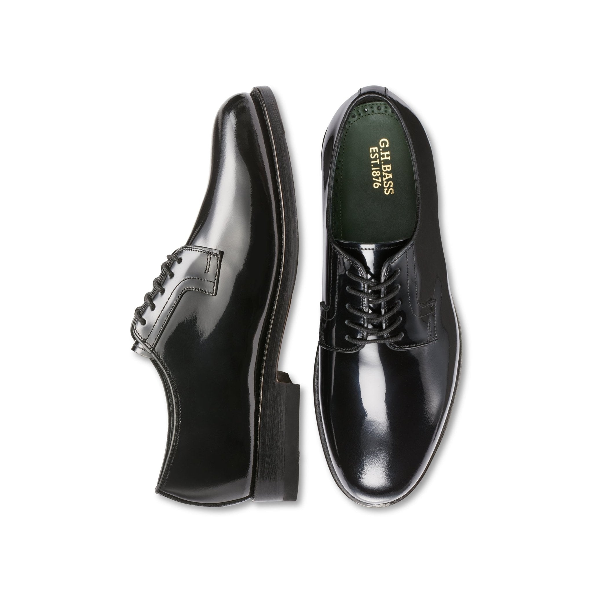 G.H.Bass Monogram Derby Black Patent Shoes - The Black Tux