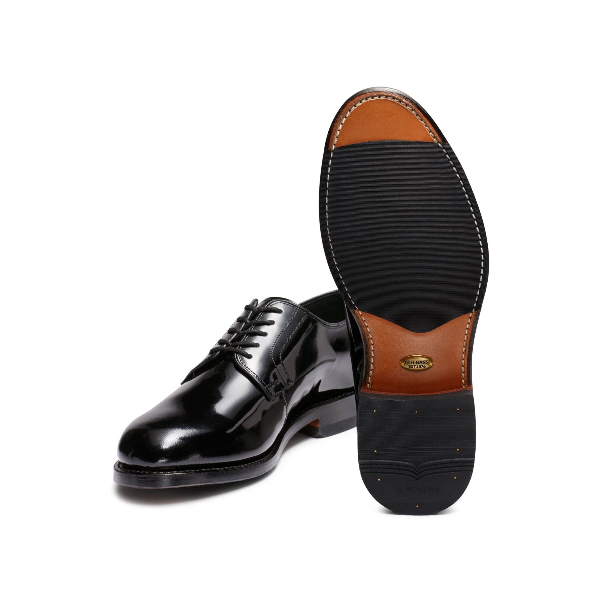 G.H.Bass Monogram Derby Black Patent Shoes - The Black Tux