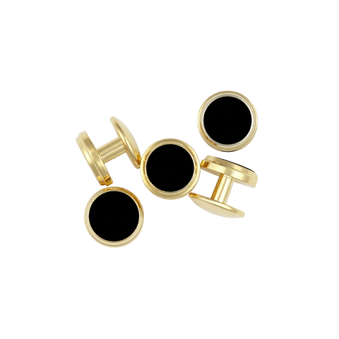 Gold Onyx Button Studs