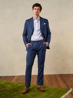 Ink Blue Double Breasted Linen Suit | The Black Tux