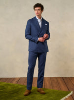 Ink Blue Double Breasted Linen Suit | The Black Tux