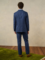 Ink Blue Double Breasted Linen Suit | The Black Tux