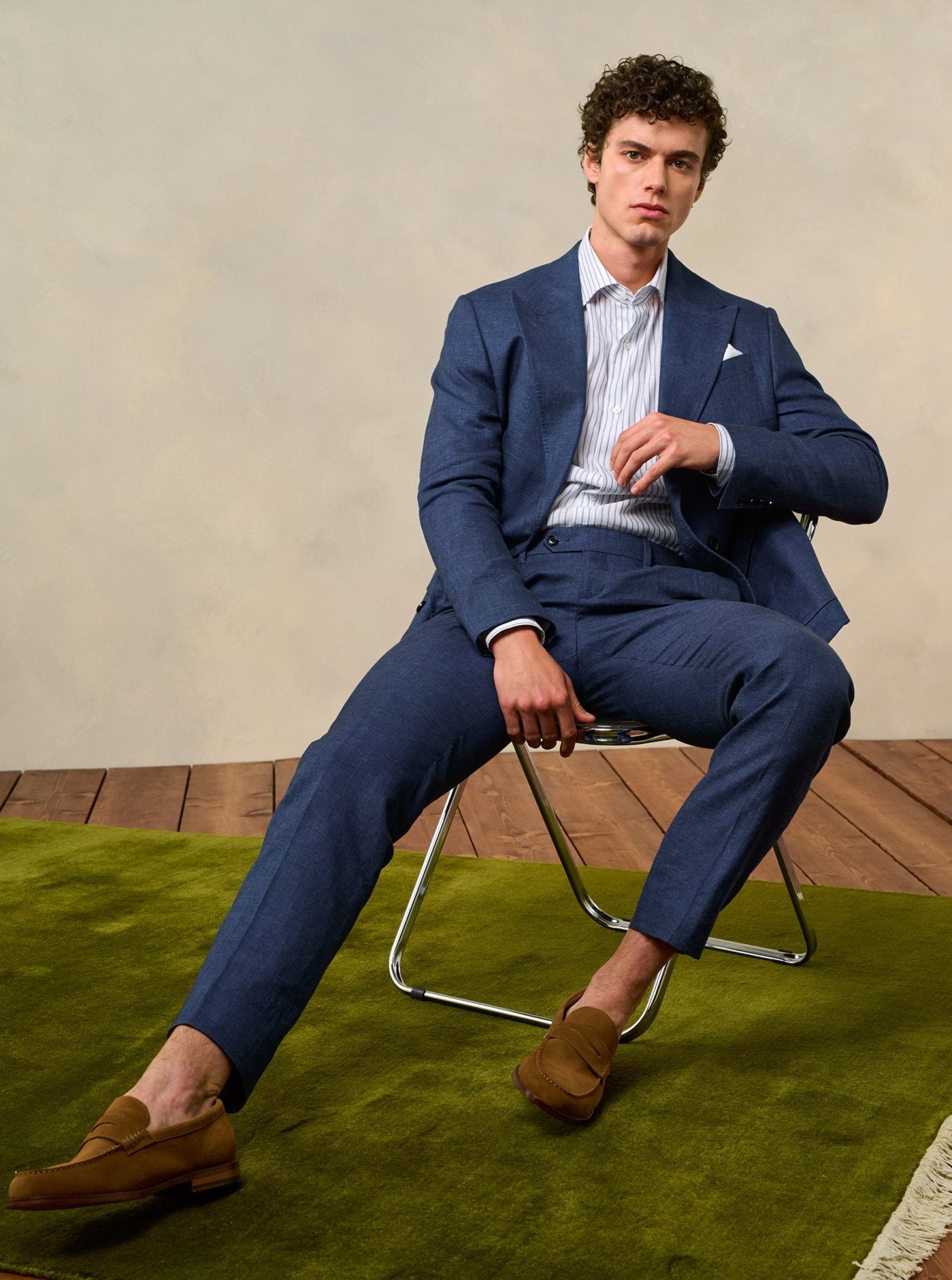 The Black Tux Ink Blue Pleated Linen Pants-Slim In Black | Size: 30/34 | Cotton/Linen The Black Tux Ink Blue Pleated Linen Pants-Slim In Black | Size: 30/34 | Cotton/Linen