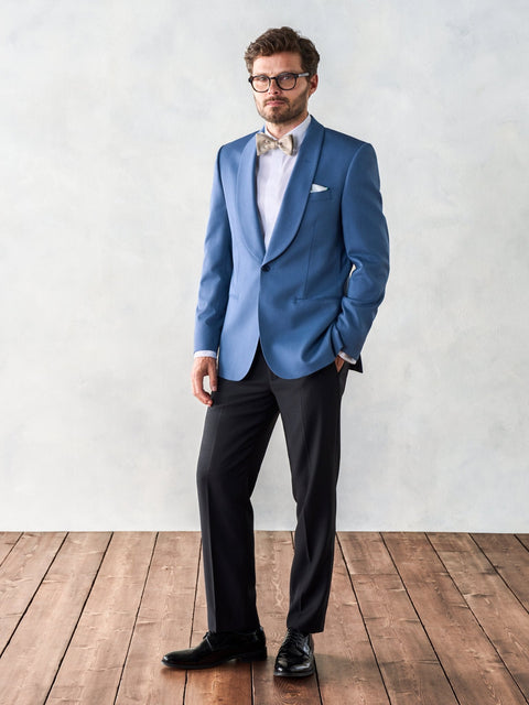 Lake Blue Shawl Jacket Tuxedo Home Try-On