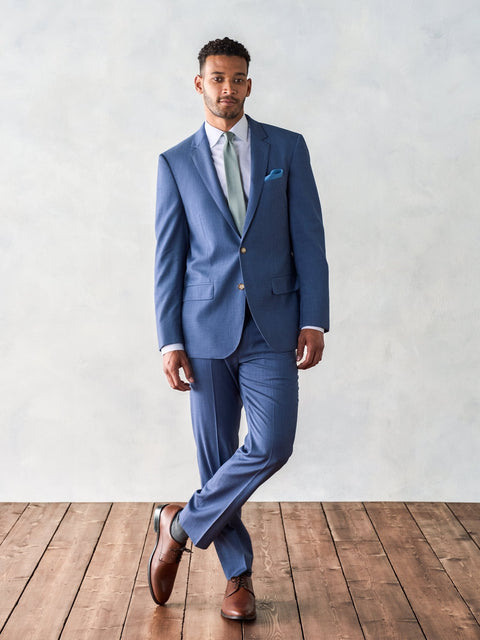 The Black Tux Light Suit Pants-Classic In Blue | Size: 50/32 | Polyester/Marino Wool The Black Tux Light Suit Pants-Classic In Blue | Size: 50/32 | Polyester/Marino Wool
