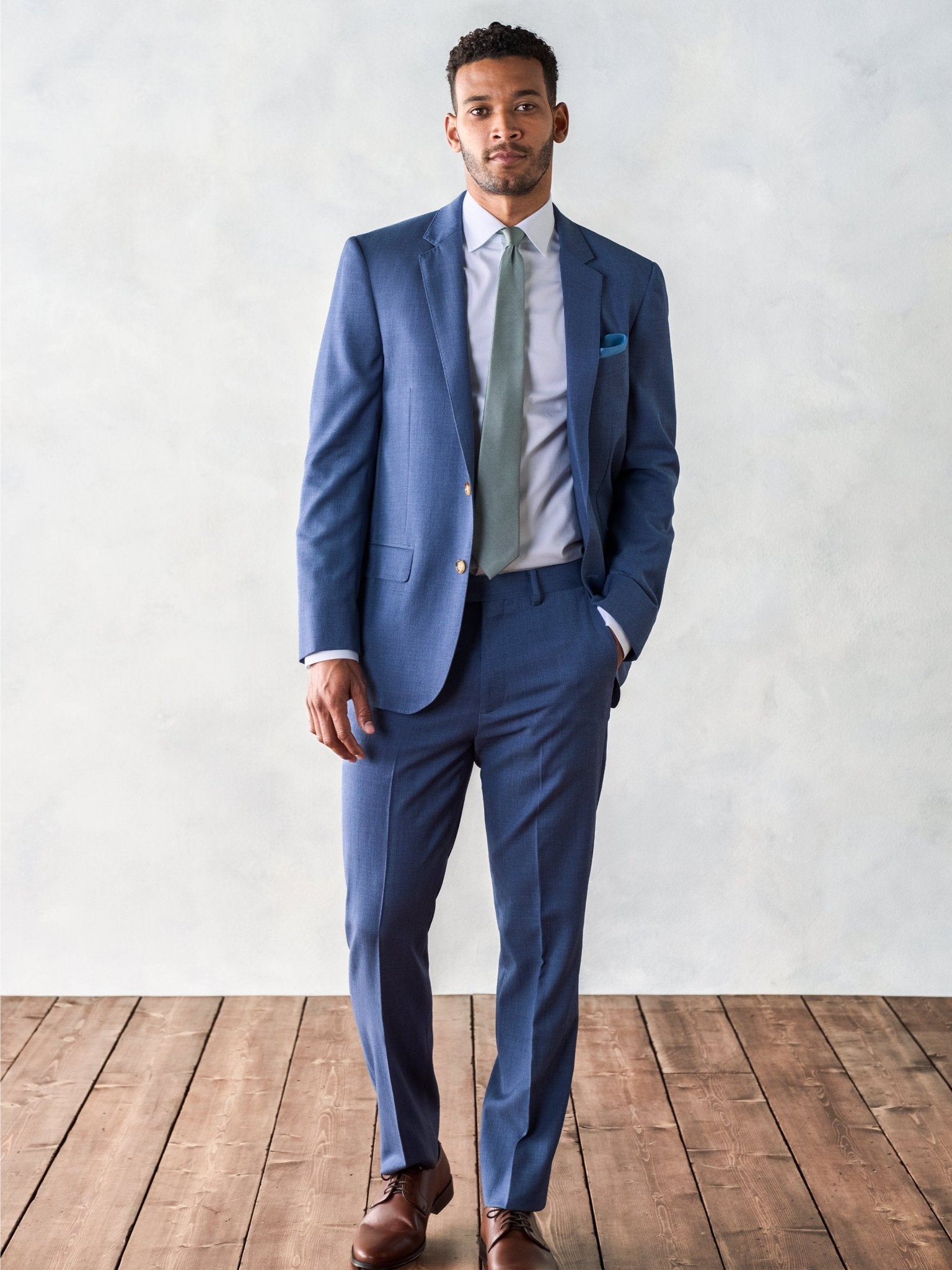 The Black Tux Light Suit Pants-Classic In Blue | Size: 42/30