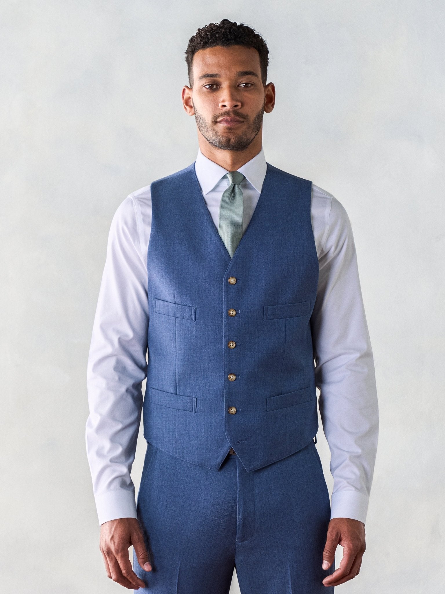 The Black Tux Light Suit Vest In Blue | Size: XS