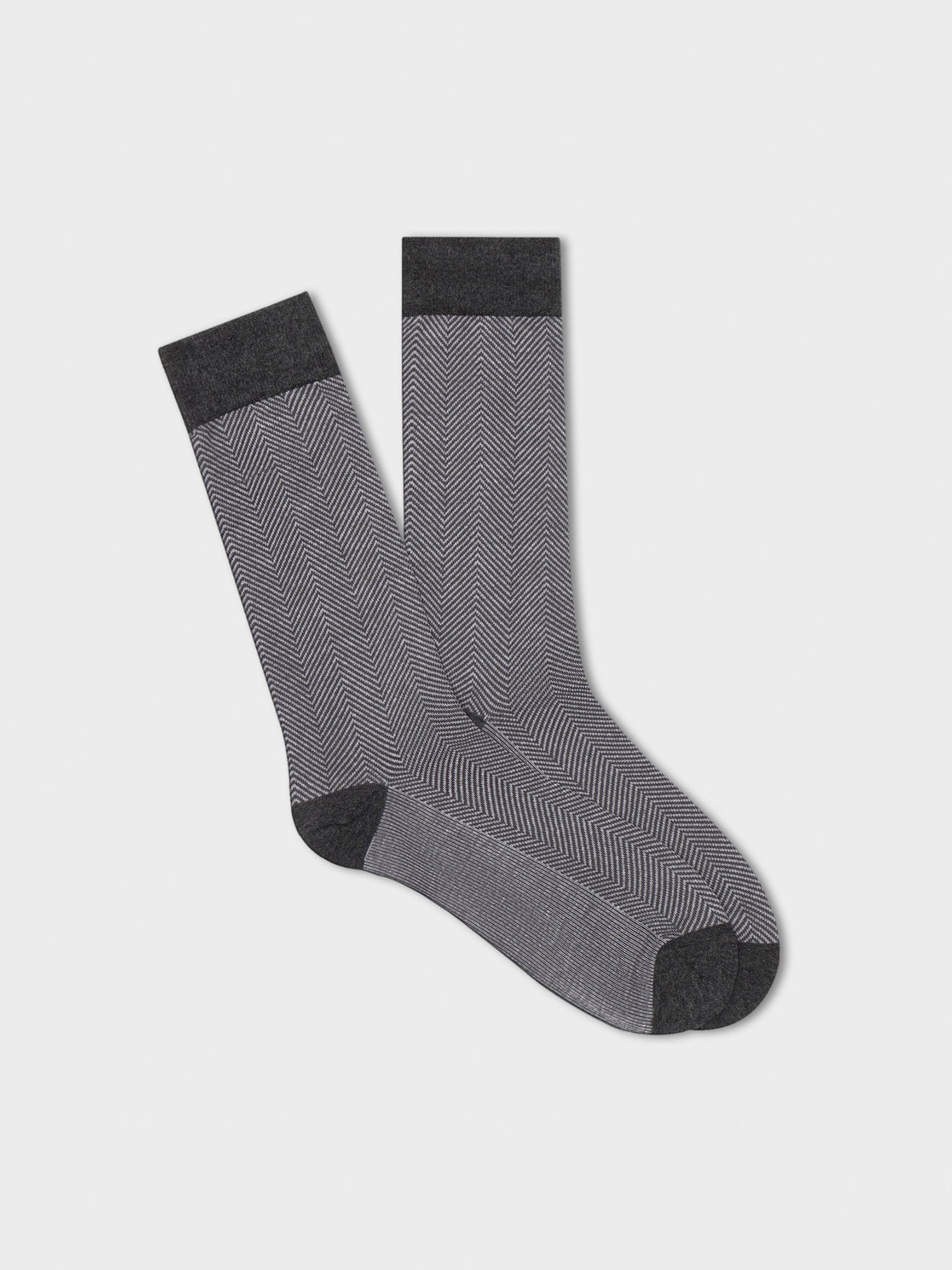 Light Grey Herringbone Dress Sock - The Black Tux
