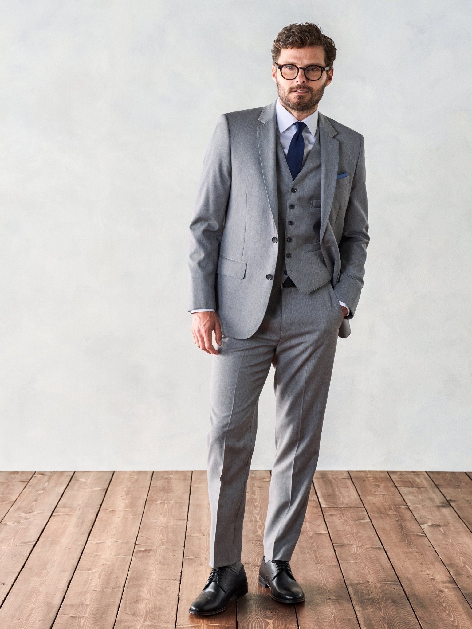 Light Grey Suit Vest Home Try - On - The Black Tux