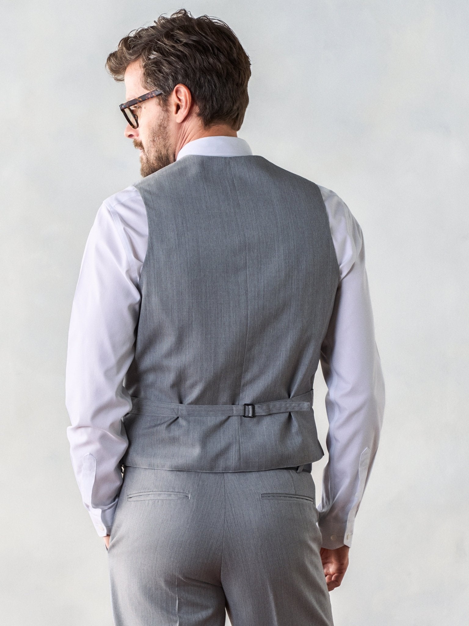 Light Grey Suit Vest Home Try - On - The Black Tux
