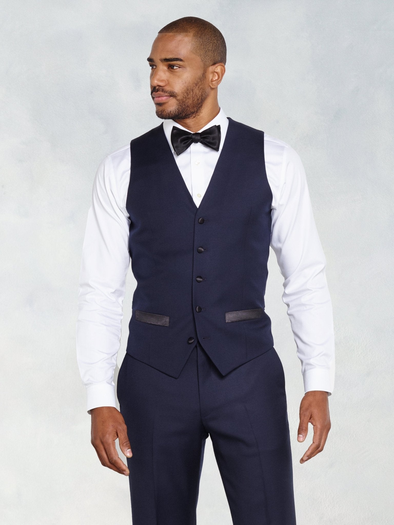 Midnight Blue Tuxedo Vest Home Try - On - The Black Tux