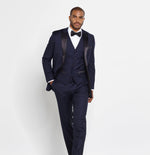 Midnight Blue Tuxedo Vest Home Try - On - The Black Tux