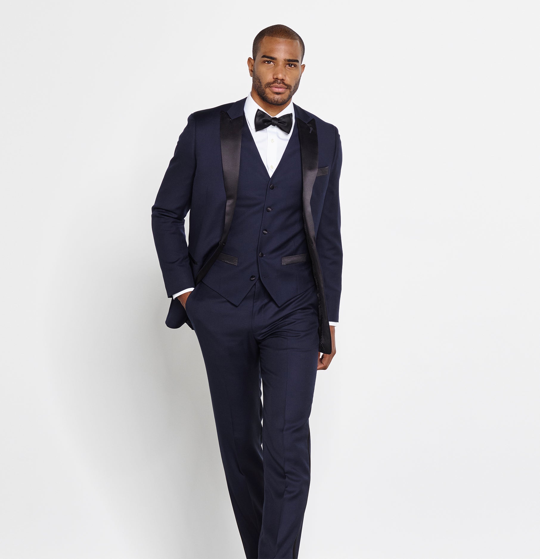 Midnight Blue Tuxedo Vest Home Try - On - The Black Tux