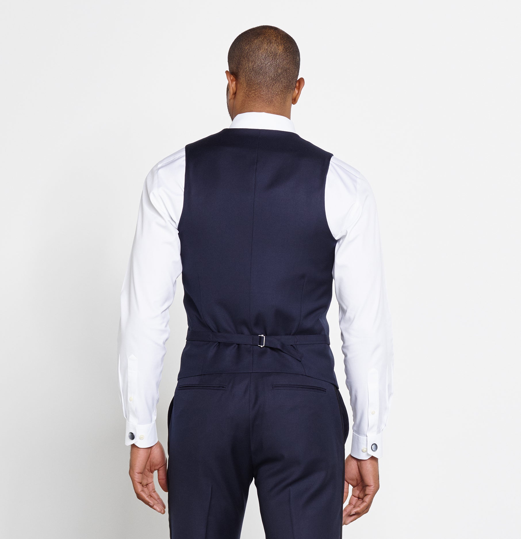 Midnight Blue Tuxedo Vest Home Try - On - The Black Tux
