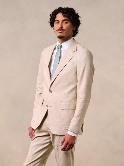 Mojave Tan Linen Suit Outfit