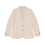 Light beige blazer with two front pockets and gold buttons.