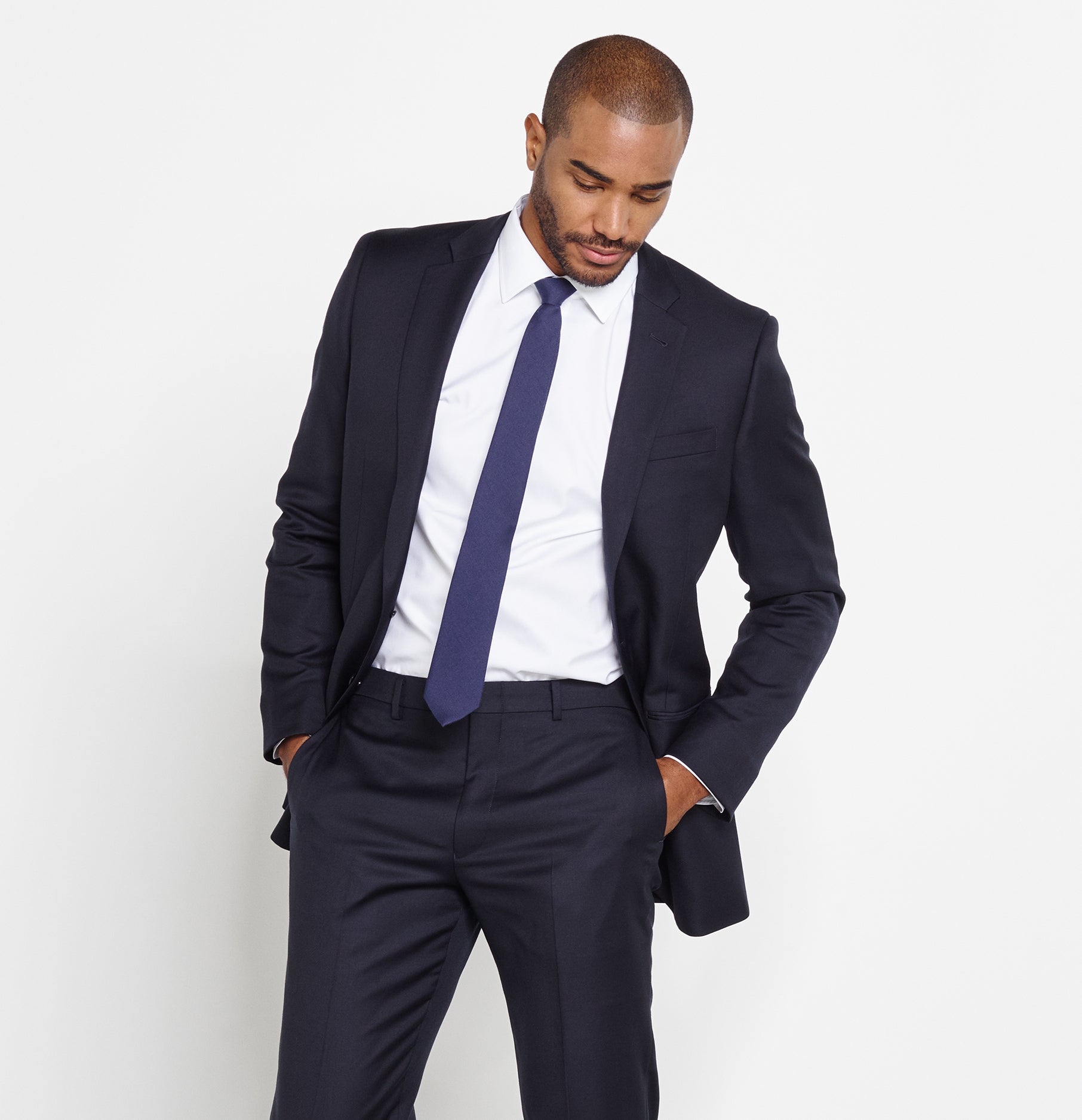The Black Tux Navy Suit Jacket In Blue | Size: 50