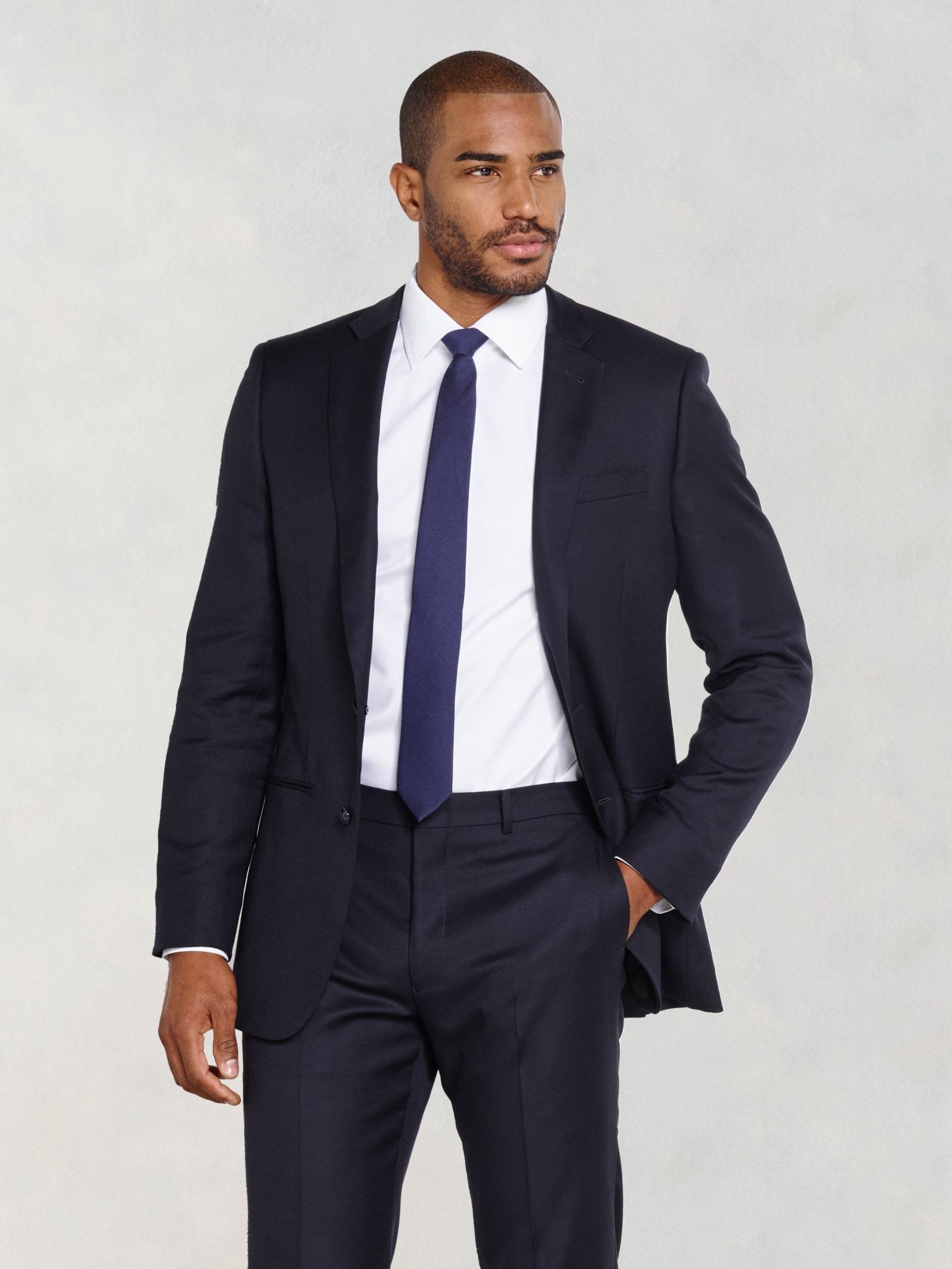 Navy Blue Suit Jacket Home Try - On - The Black Tux