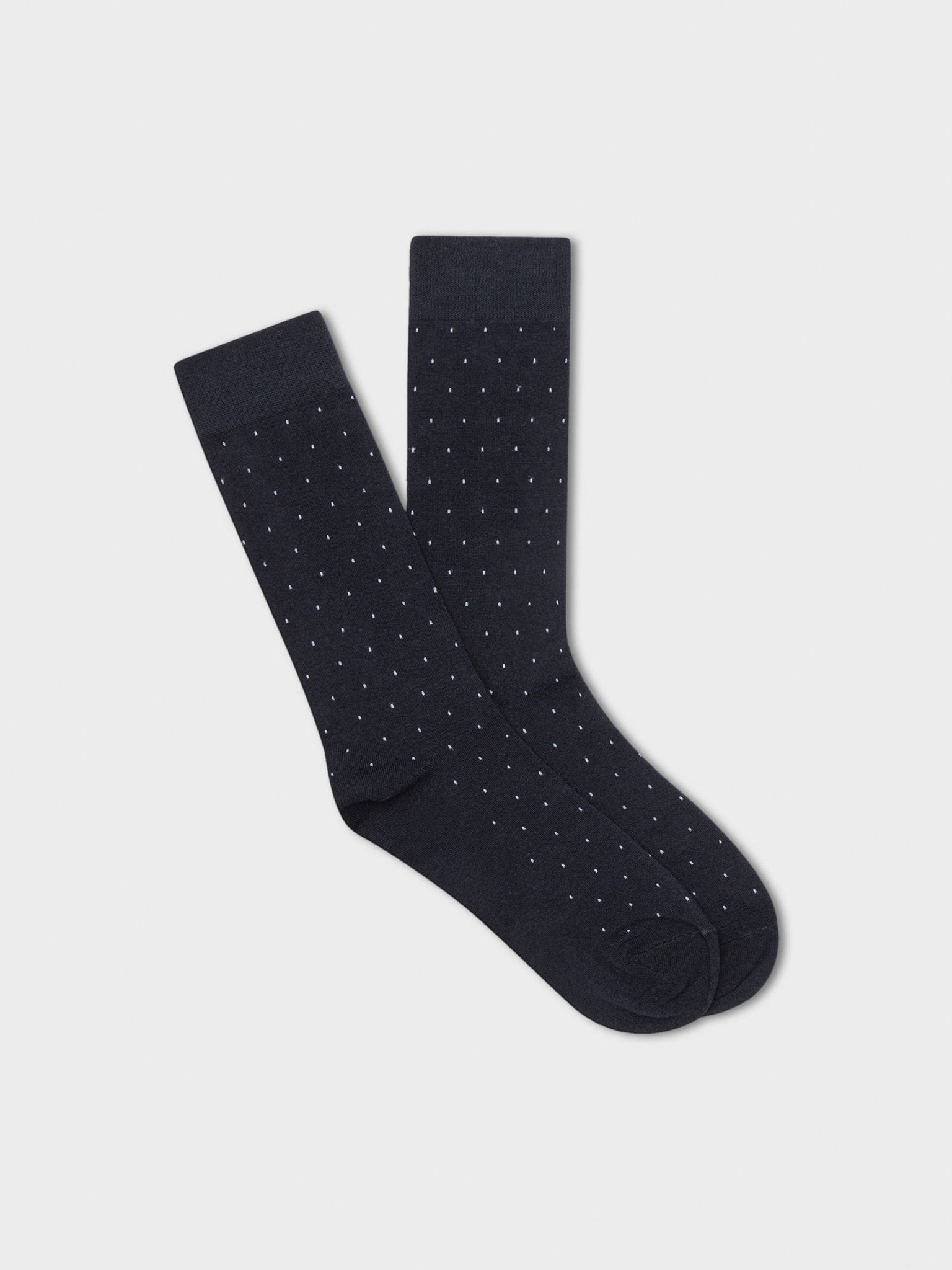 The Black Tux Navy Pindot Dress Sock In Blue
