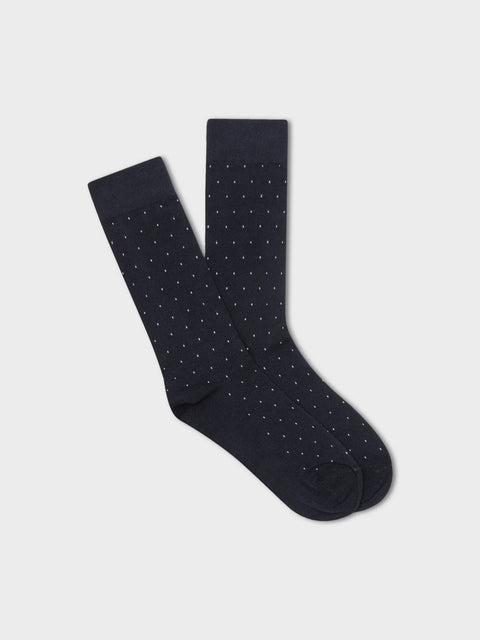The Black Tux Navy Pindot Dress Sock In Blue | Cotton/Polyester/Elastane The Black Tux Navy Pindot Dress Sock In Blue | Cotton/Polyester/Elastane