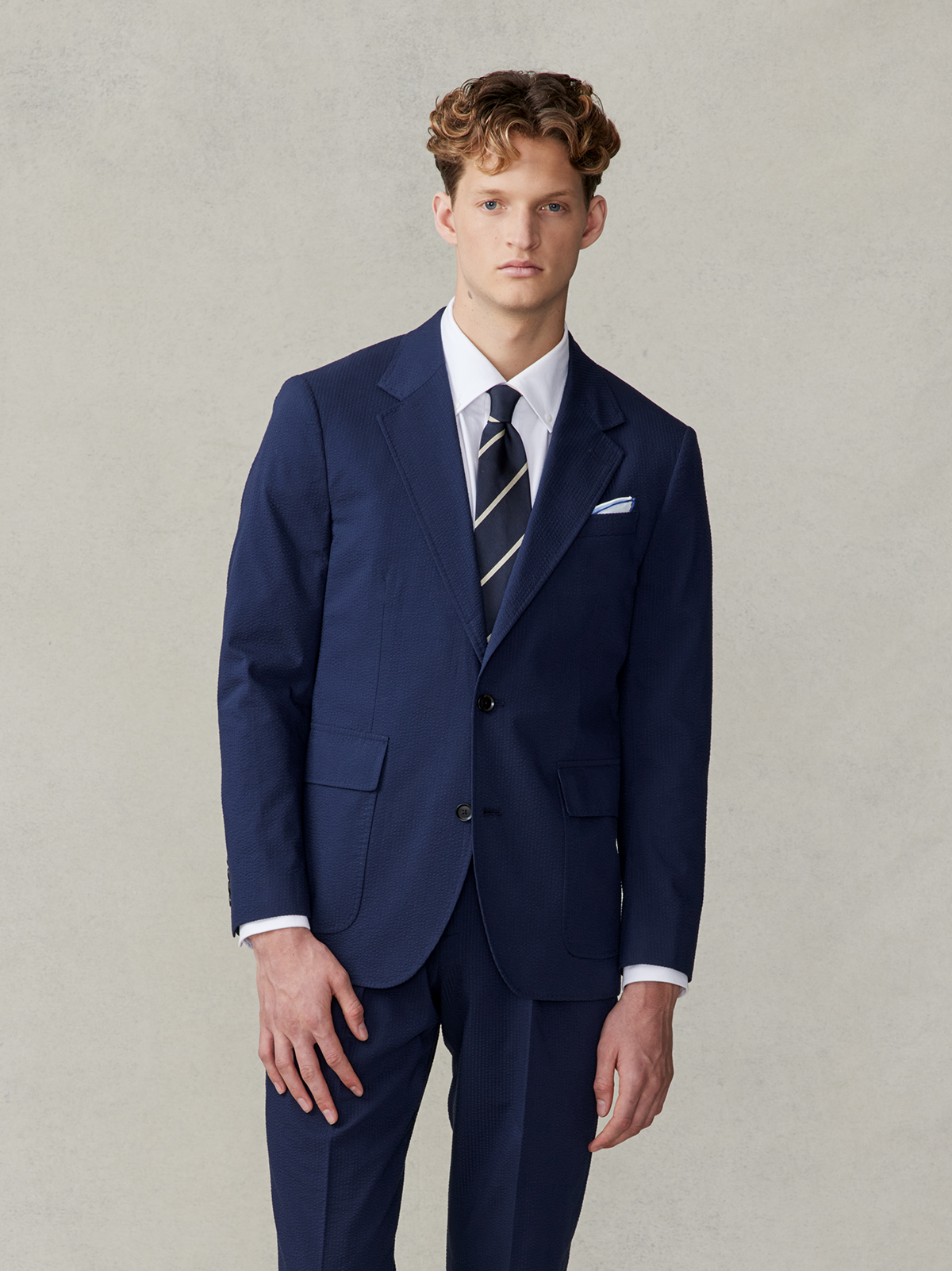 Navy Seersucker Suit | The Black Tux