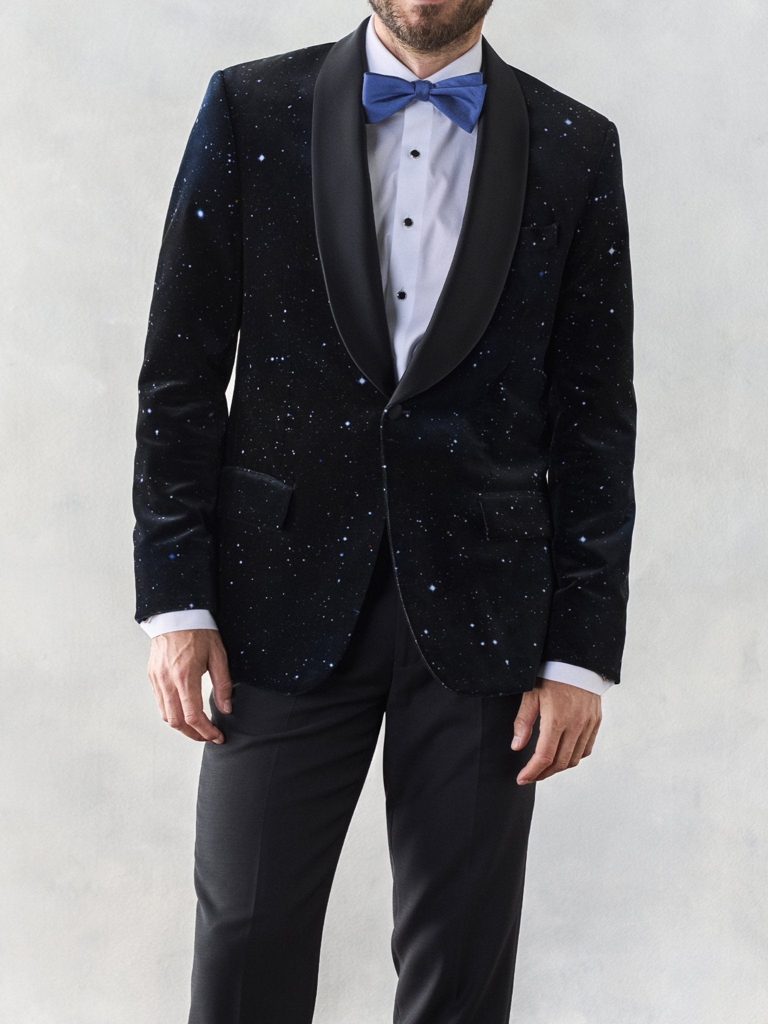 Night Sky Print Velvet Jacket - The Black Tux