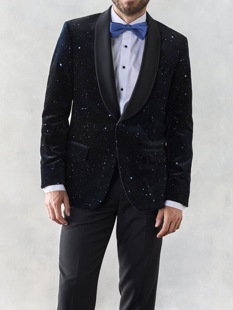 Night Sky Print Velvet Jacket