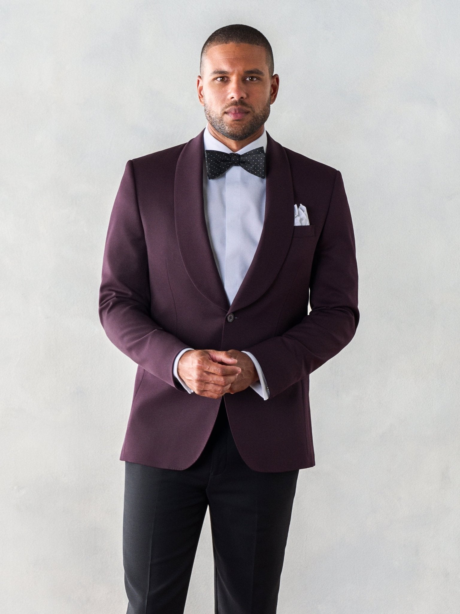 Plum Shawl Jacket Tuxedo Home Try - On - The Black Tux