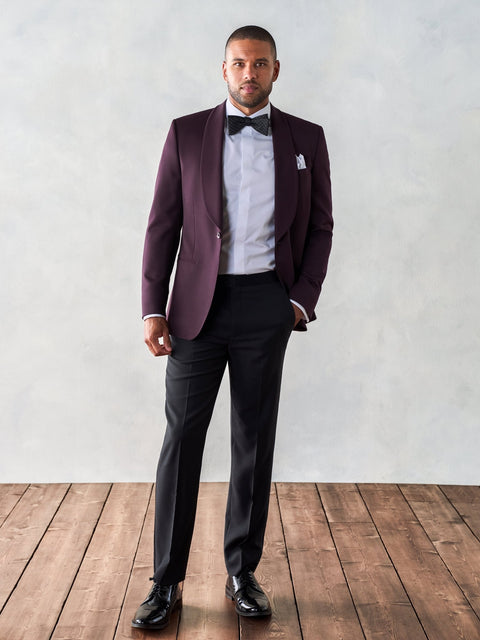 Plum Shawl Jacket Tuxedo Home Try-On