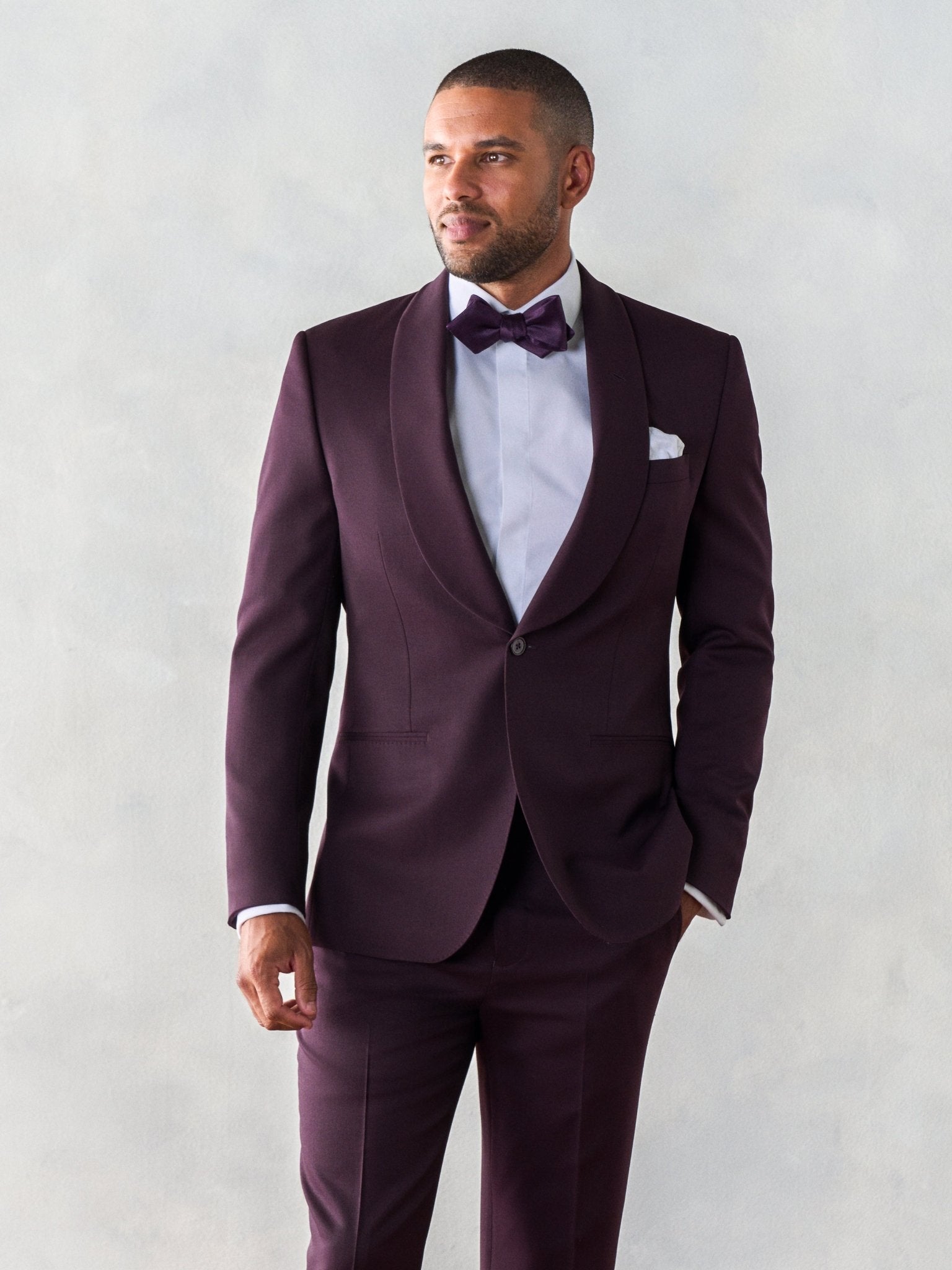 Plum Shawl Tuxedo Home Try - On - The Black Tux