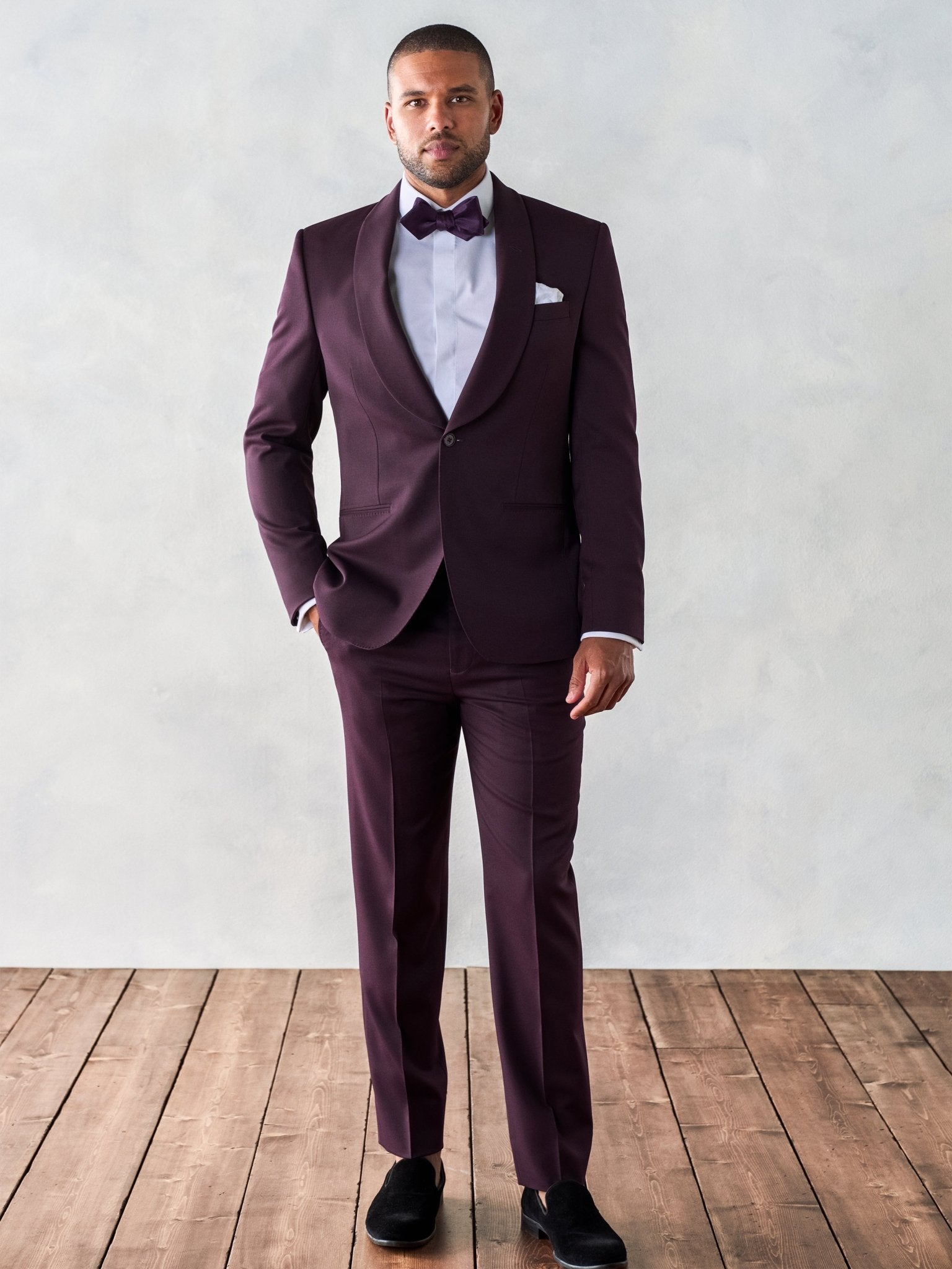 Plum Shawl Tuxedo Home Try - On - The Black Tux