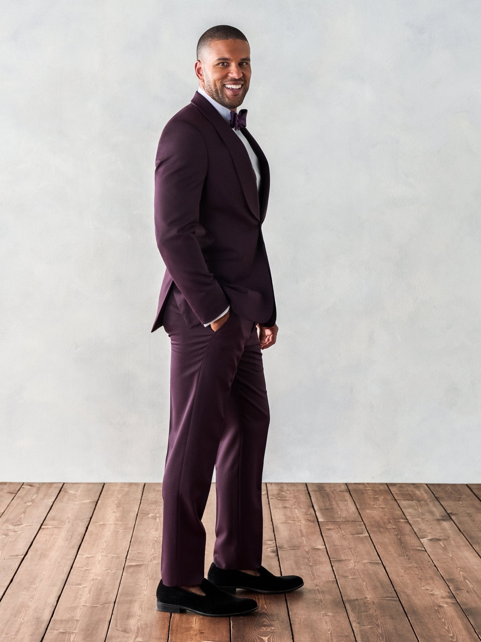Plum Shawl Tuxedo Home Try - On - The Black Tux