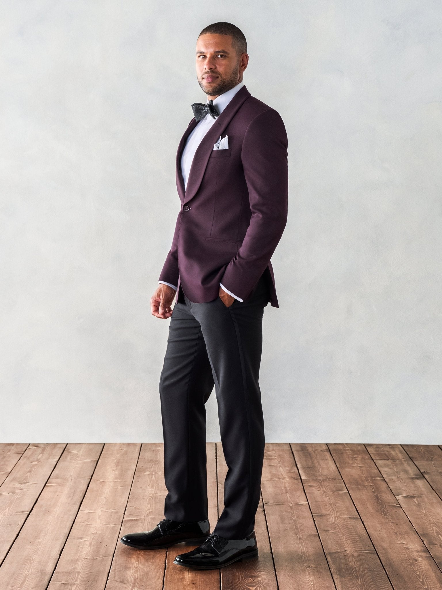 Plum Shawl Tuxedo Jacket Home Try - On - The Black Tux