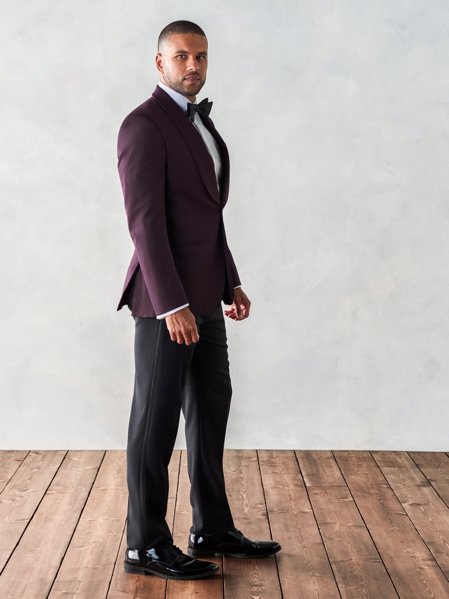 Plum Shawl Tuxedo Jacket Home Try - On - The Black Tux
