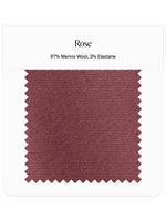 Fabric swatch labeled 'Rose' with composition details.
