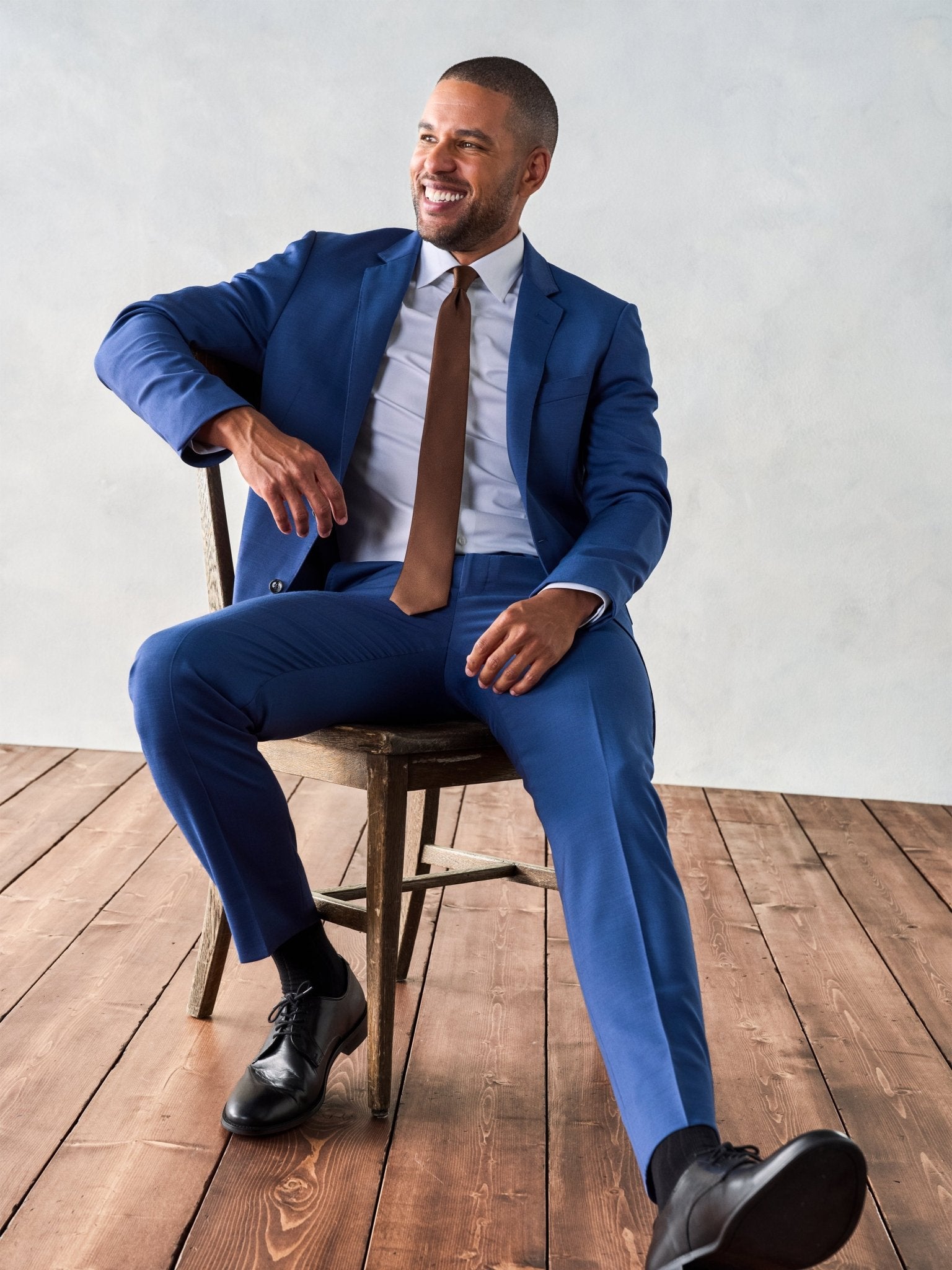 The Black Tux Royal Suit Pants-Classic In Blue | Size: 46/30
